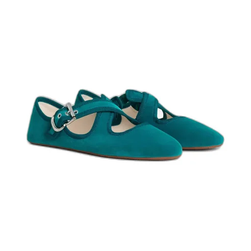 Criss Cross Ballet Flats In Velvet