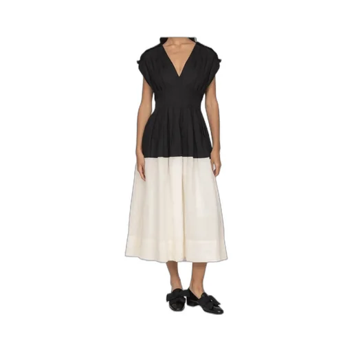 Pleated V-Neck Mini Dress