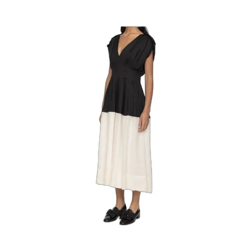 Pleated V-Neck Mini Dress