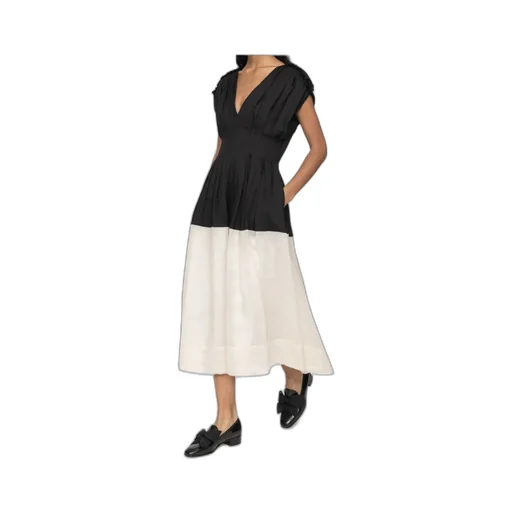 Pleated V-Neck Mini Dress
