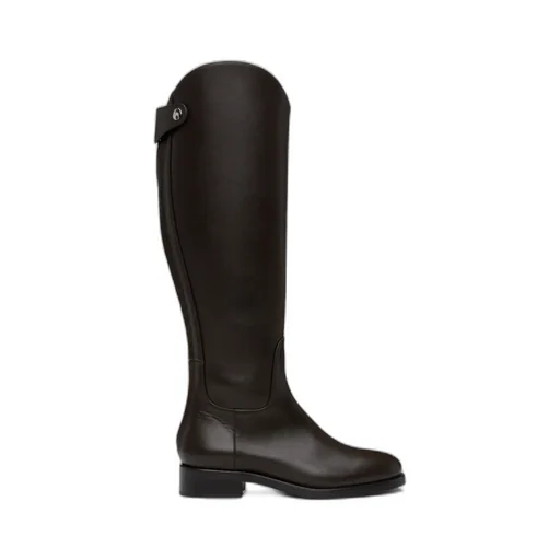 Zip-Fastening Leather Knee-High Boots