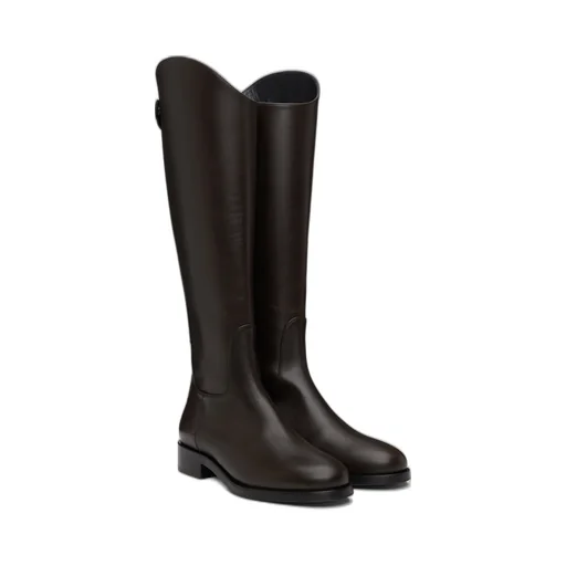 Zip-Fastening Leather Knee-High Boots