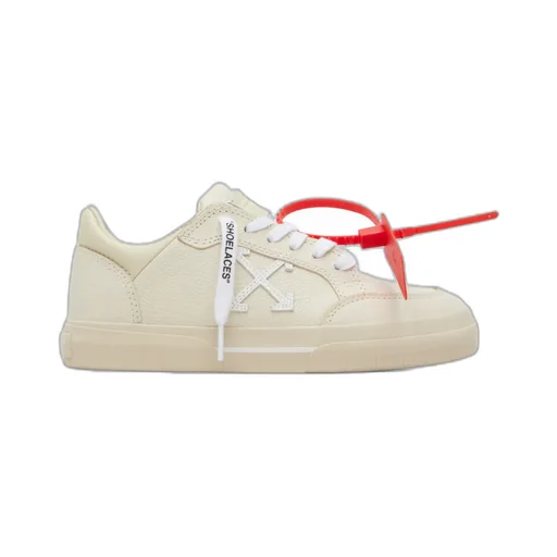 Off-White Round Toe Lace-Up Sneakers