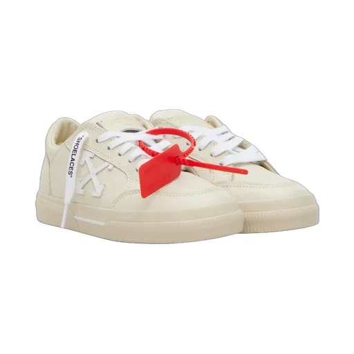 Off-White Round Toe Lace-Up Sneakers