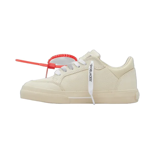 Off-White Round Toe Lace-Up Sneakers