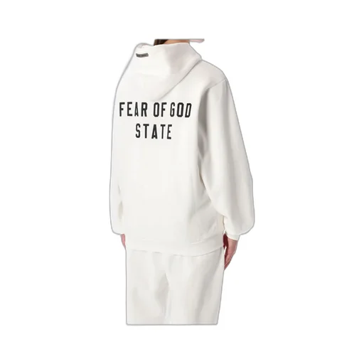 Fear Of God Essentials Logo Printed Zipped Hoodie