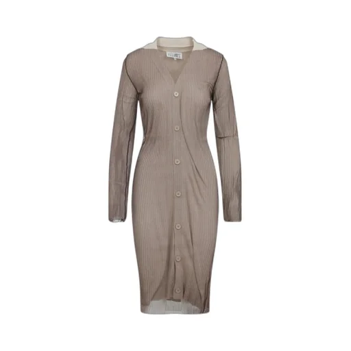 Mm6 Maison Margiela Ribbed V-Neck Cardigan Dress