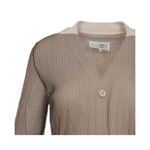 Mm6 Maison Margiela Ribbed V-Neck Cardigan Dress