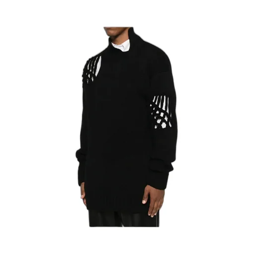 High-Neck Lattice-Insert Sweater