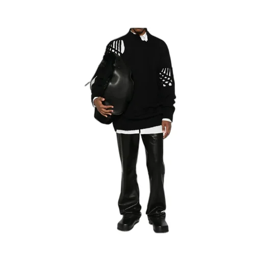 High-Neck Lattice-Insert Sweater