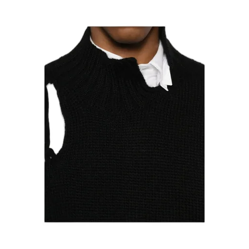 High-Neck Lattice-Insert Sweater