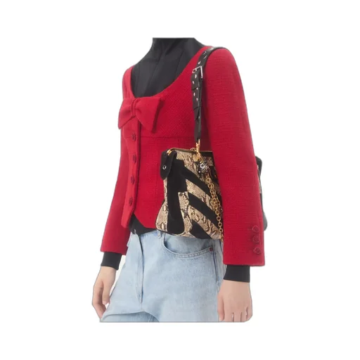 Valentino Garavani Panthea Python And Suede Chevron Motif Shoulder Bag