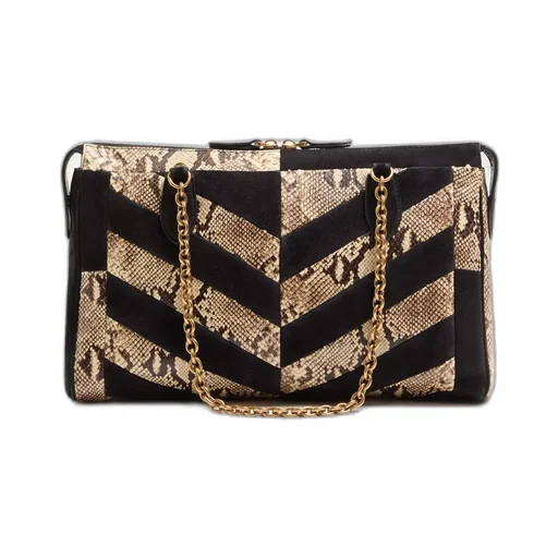 Valentino Garavani Panthea Python And Suede Chevron Motif Shoulder Bag