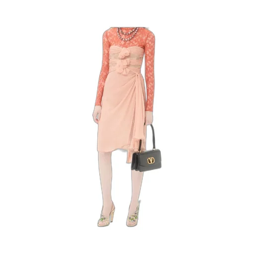 Lace-Embellishment Midi Dress
