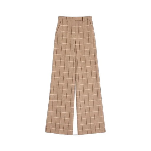 Valentino Windowpane-Checked Wide Leg Trousers