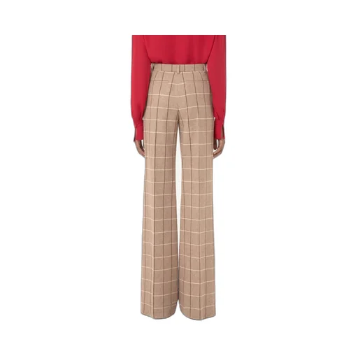 Valentino Windowpane-Checked Wide Leg Trousers