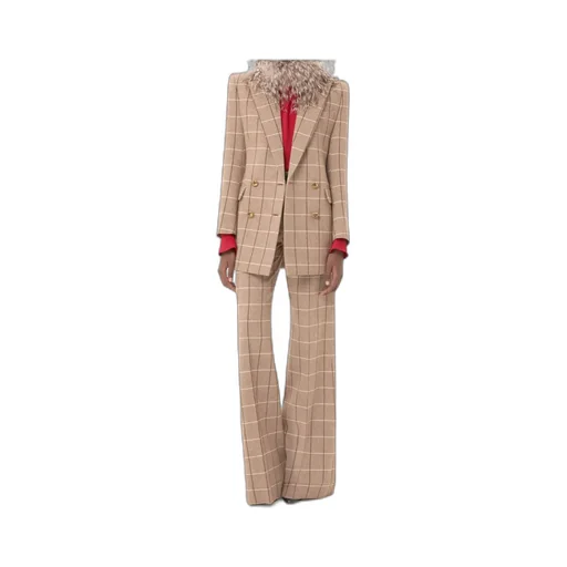 Valentino Windowpane-Checked Wide Leg Trousers