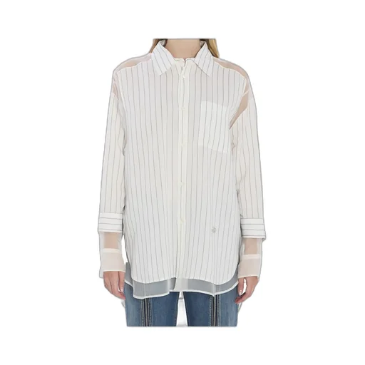 Striped Sheer-Panel Shirt