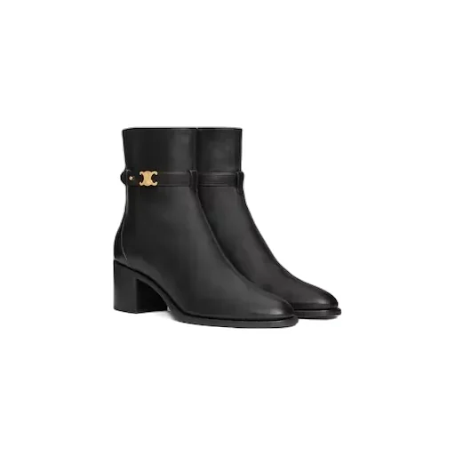 Celine Garance Triomphe Strap Boot In Calfskin