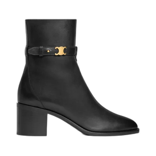 Celine Garance Triomphe Strap Boot In Calfskin