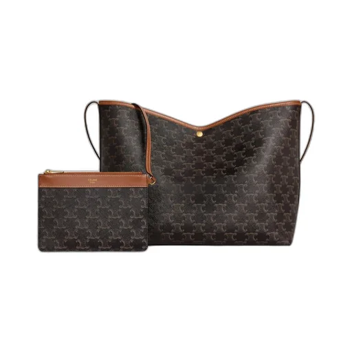 Soft Shopper Bag In Triomphe Canvas And Calfskin