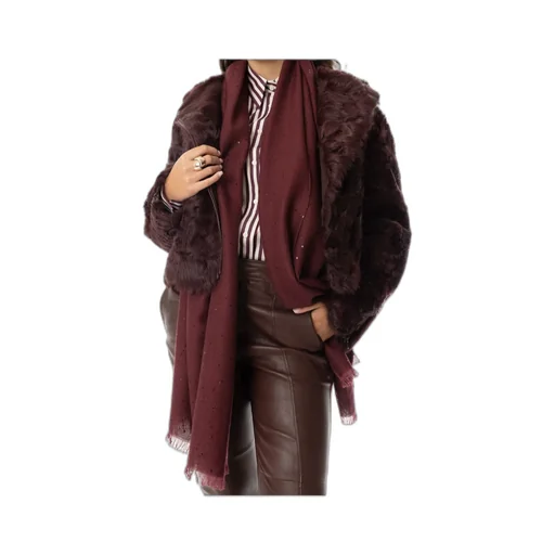 Sequin-Embellished Fringed Scarf
