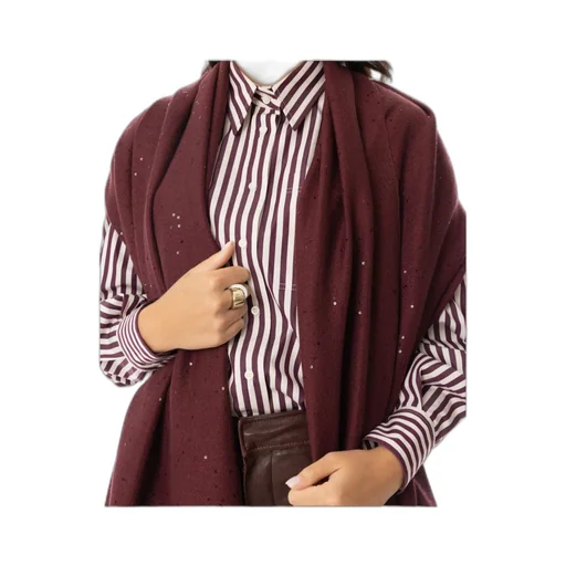 Sequin-Embellished Fringed Scarf