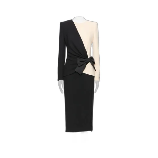 Bow-Detail Crepe Midi Dress