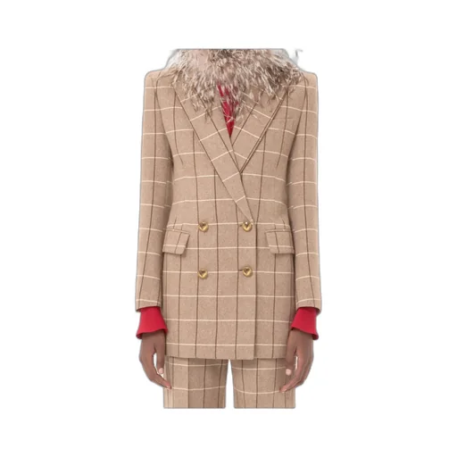 Windowpane-Check Double-Breasted Blazer