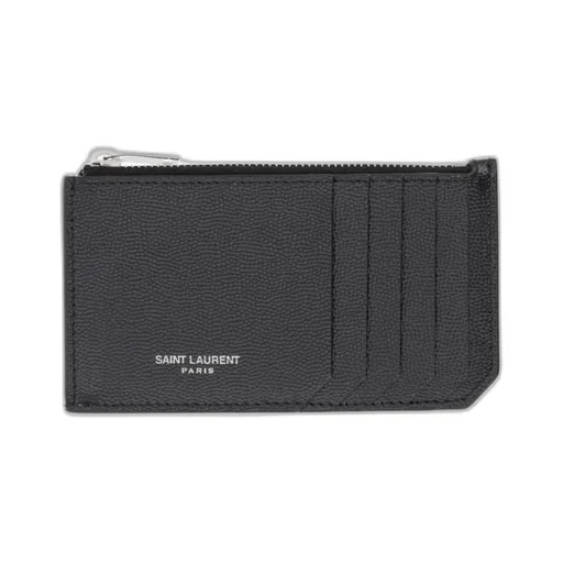 Saint Laurent Logo Stamp Zip-Up Wallet