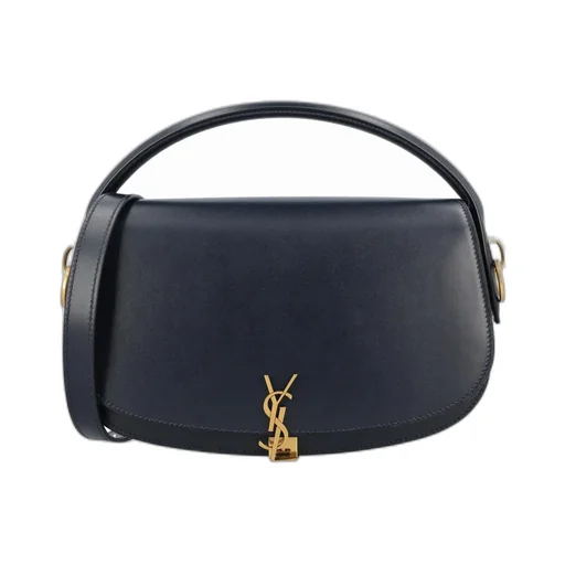 Saint Laurent Logo Plaque Foldover Top Shoulder Bag