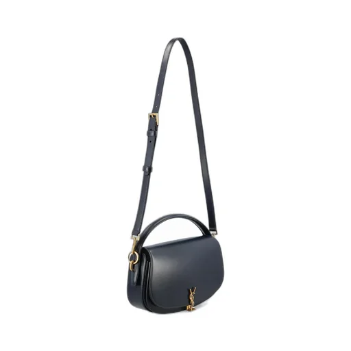 Saint Laurent Logo Plaque Foldover Top Shoulder Bag