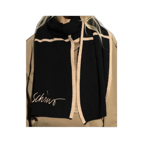 Embroidered Ribbed Scarf