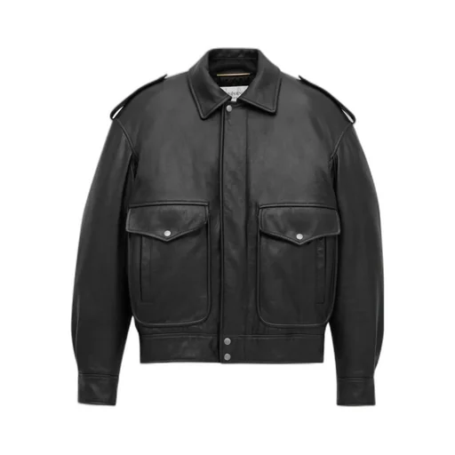 Oversized Jacket In Grained Leather