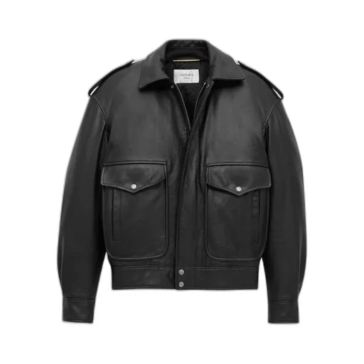 Oversized Jacket In Grained Leather