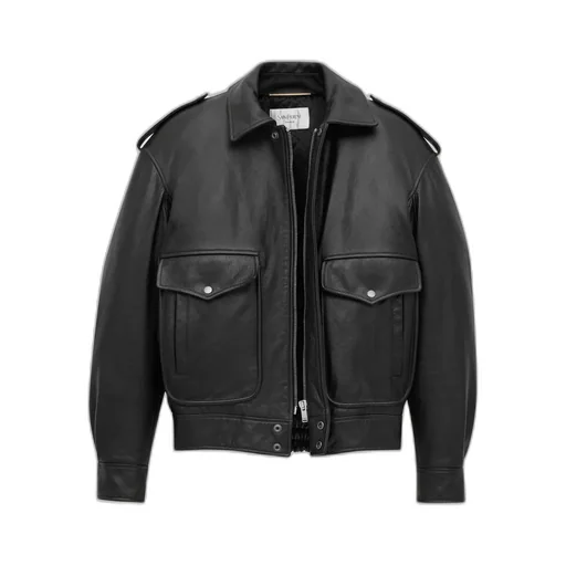Oversized Jacket In Grained Leather