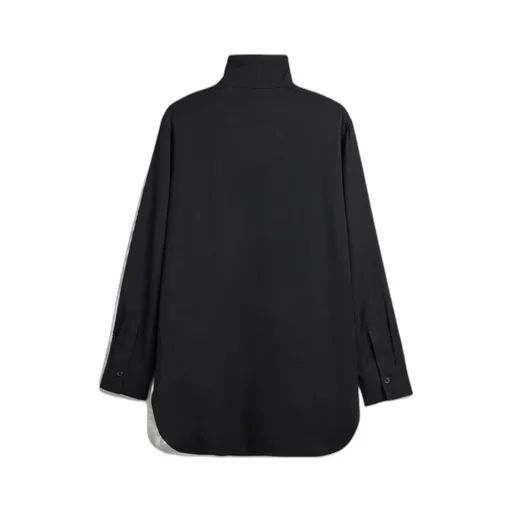High-Neck Curved-Hem Shirt