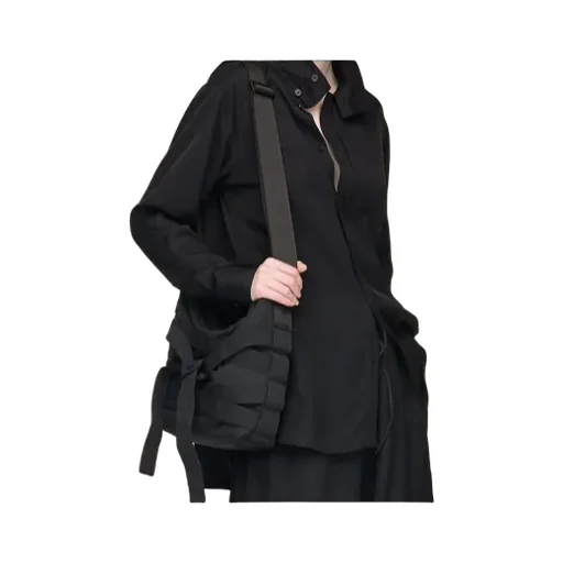 High-Neck Curved-Hem Shirt