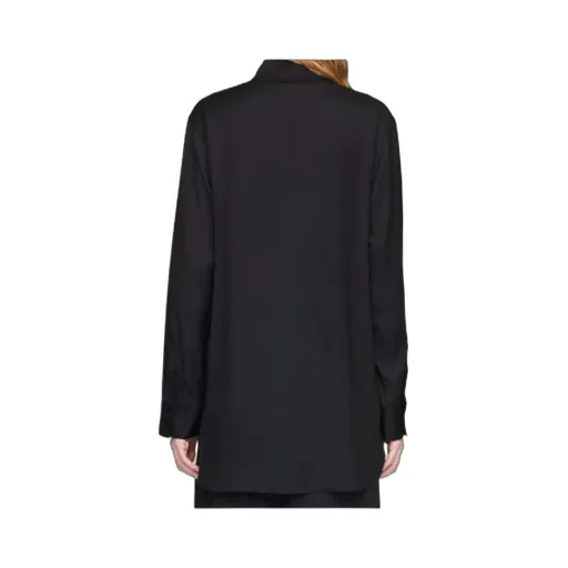 High-Neck Curved-Hem Shirt