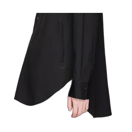 High-Neck Curved-Hem Shirt