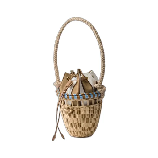 Wicker Mini Bucket Bag