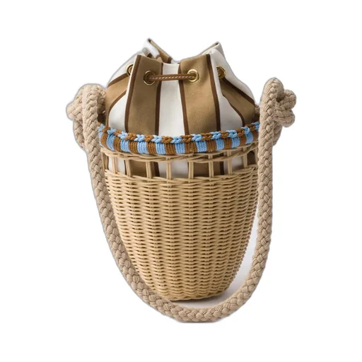 Wicker Mini Bucket Bag