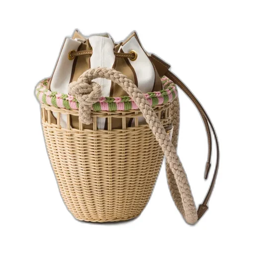 Wicker Mini Bucket Bag