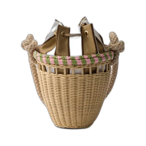 Wicker Mini Bucket Bag