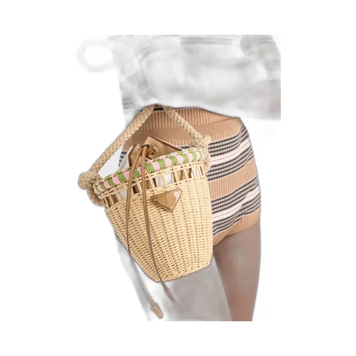 Wicker Mini Bucket Bag
