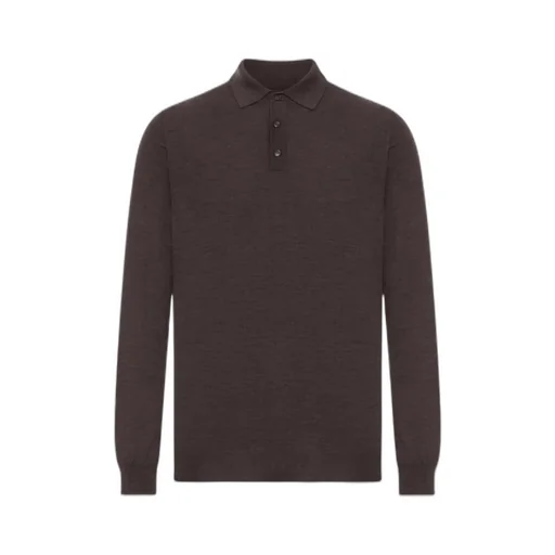 Long-Sleeved Wool Polo Shirt