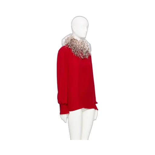 Feather-Trim Blouse