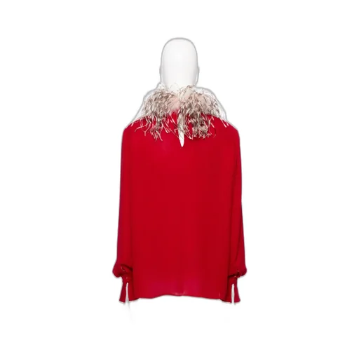 Feather-Trim Blouse