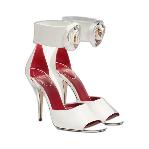 Valentino	Drip Rose Embellished Open Toe Sandals