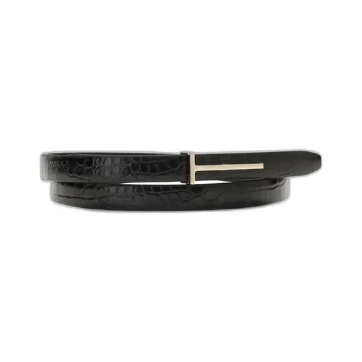 Tom Ford Shiny Stamped Embossed Slim T Belt